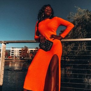 Zara orange knit dress size M